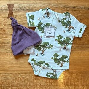 kate quinn Bundle Short Sleeve Lap Neck Bodysuit & Knotted Hat